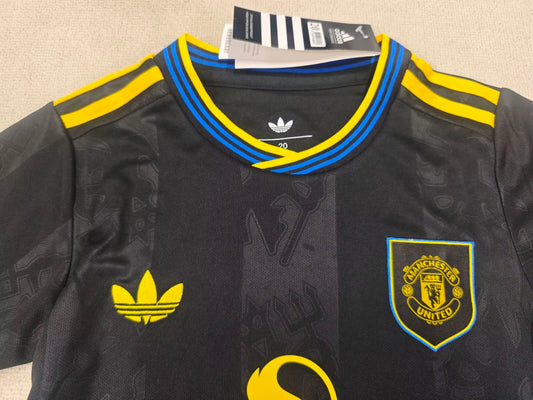 MANCHESTER UNITED KIT BIMBO TERZA AWAY THIRD BLACK NERO MAGLIA 25 / 26