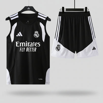 REAL MADRID KIT ALLENAMENTO Nero Bianco maglia e pantaloncino