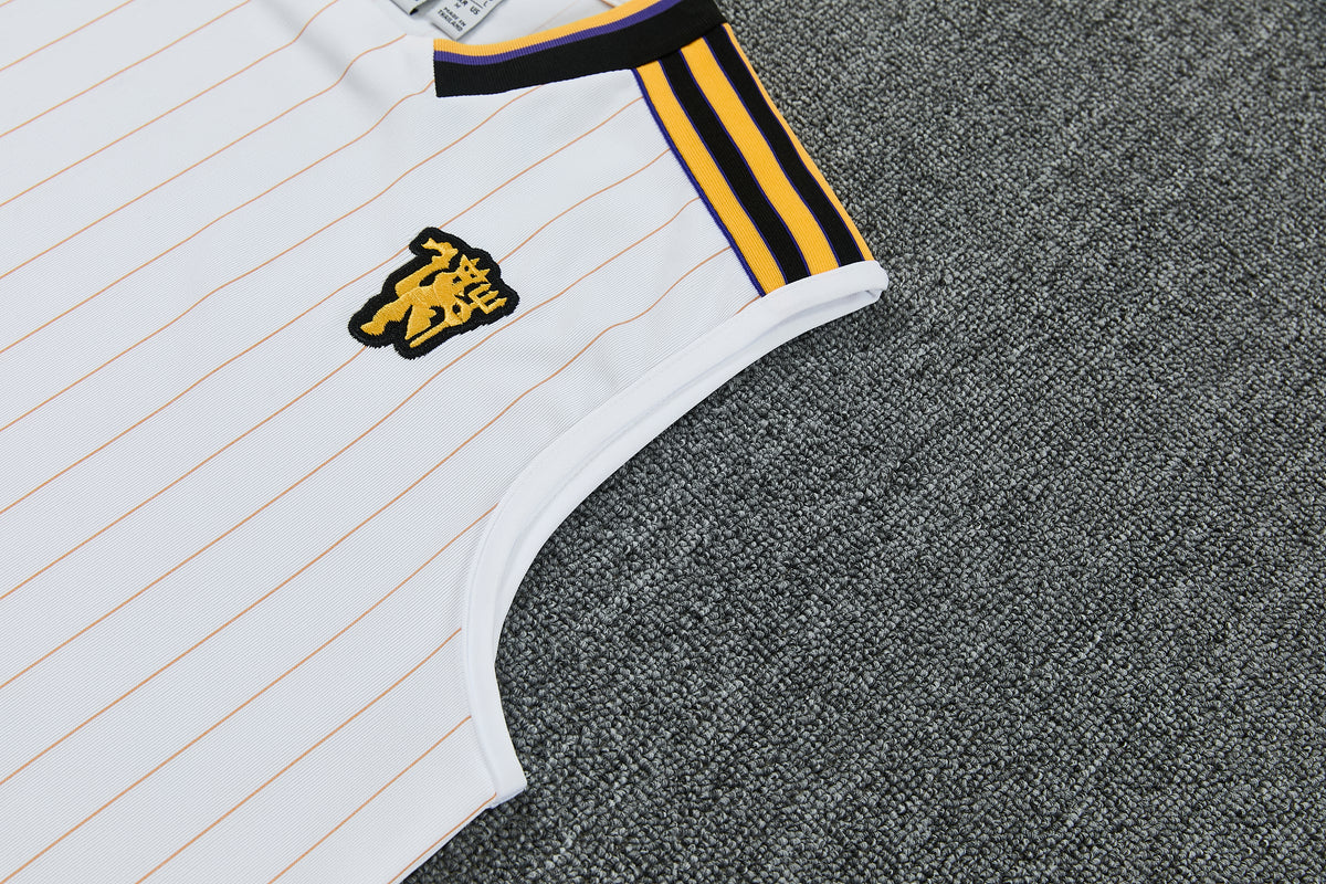 MANCHETER UNITED KIT ALLENAMENTO Retrò Bianco Giallo maglia e pantaloncino