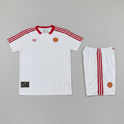 MANCHETER UNITED KIT ALLENAMENTO Retrò Bianco Rosso maglia e pantaloncino