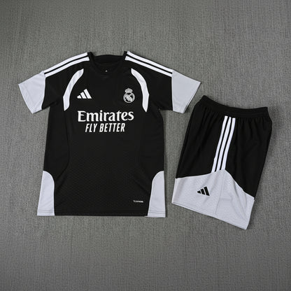 REAL MADRID KIT ALLENAMENTO Nero Bianco maglia e pantaloncino