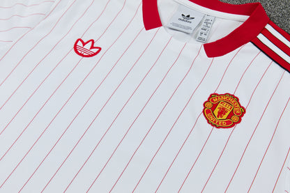 MANCHETER UNITED KIT ALLENAMENTO Retrò Bianco Rosso maglia e pantaloncino