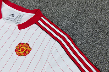 MANCHETER UNITED KIT ALLENAMENTO Retrò Bianco Rosso maglia e pantaloncino