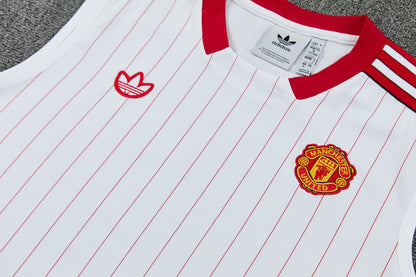 MANCHETER UNITED KIT ALLENAMENTO Retrò Bianco Rosso maglia e pantaloncino