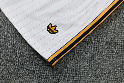 MANCHETER UNITED KIT ALLENAMENTO Retrò Bianco Giallo maglia e pantaloncino