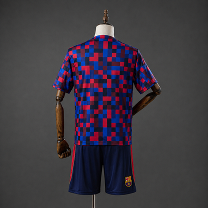 BARCELLONA KIT ALLENAMENTO SCACCHI ROSSO BLU
