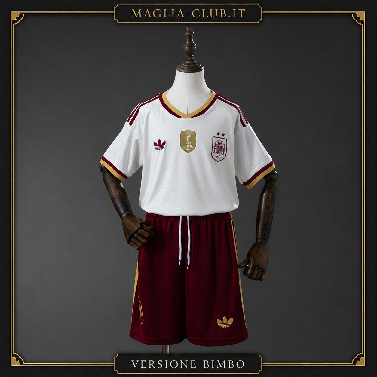 SPAGNA KIT BIMBO SECONDA MAGLIA AWAY FUORI CASA CAMPIONI SECONDA STELLA MONDIALI 26