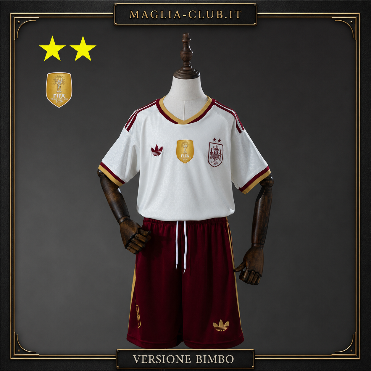 SPAGNA KIT BIMBO SECONDA MAGLIA AWAY FUORI CASA CAMPIONI SECONDA STELLA MONDIALI 26