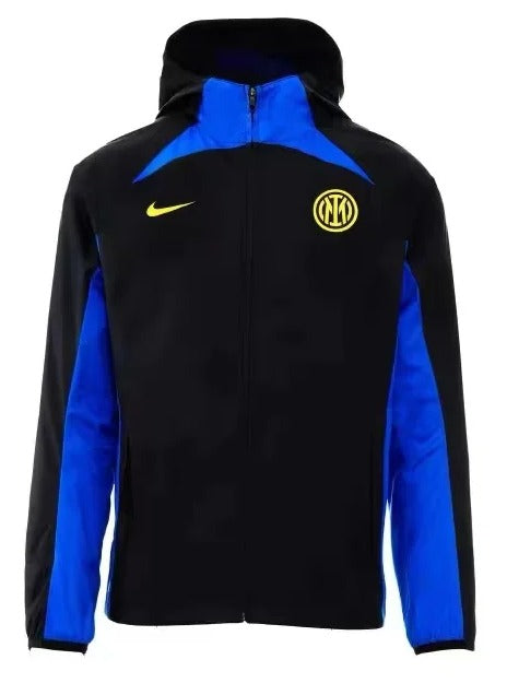 INTER GIACCA TRENCH TUTA Neroazzurro Windbreaker CON CAPPUCCIO