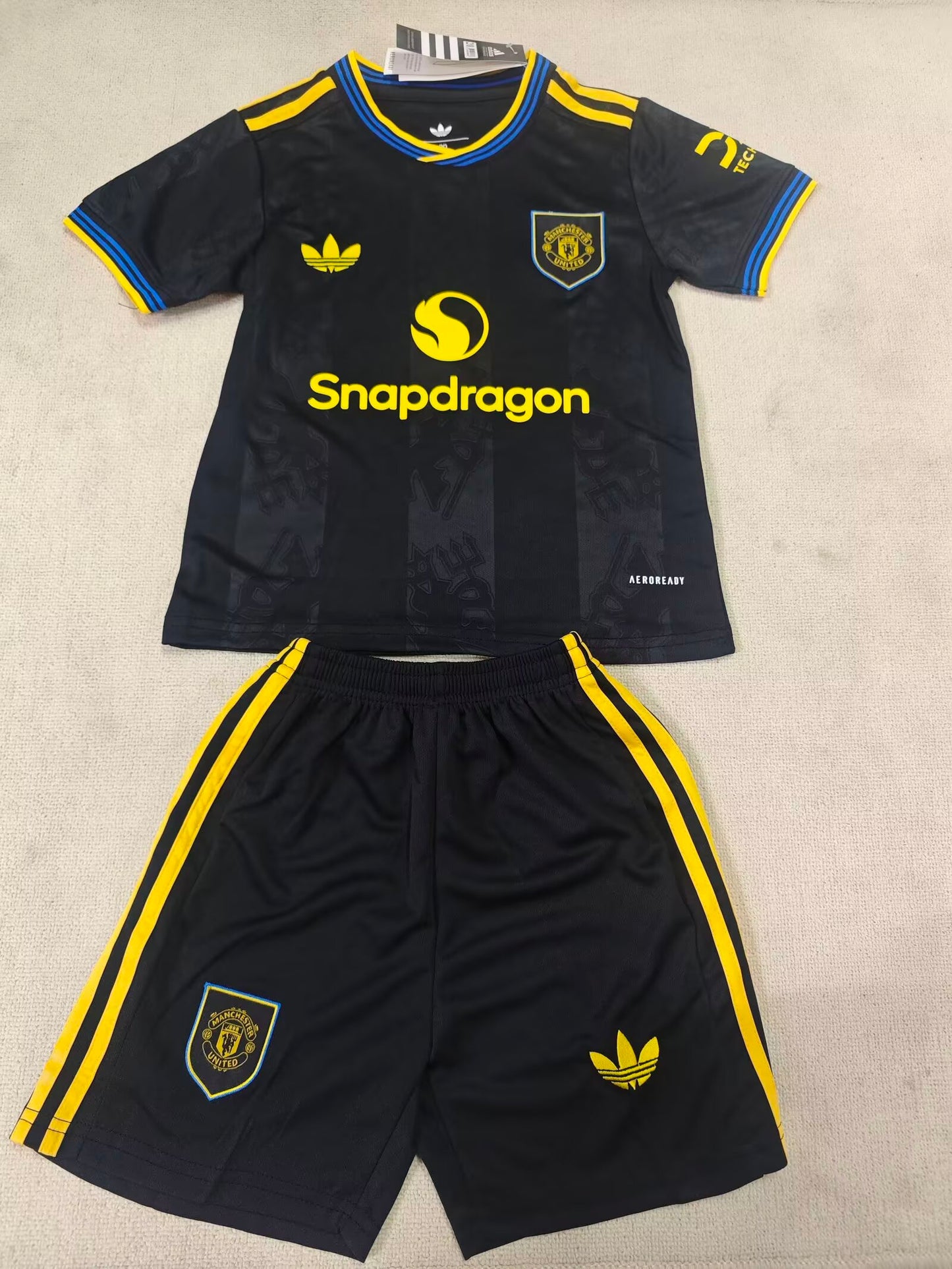 MANCHESTER UNITED KIT BIMBO TERZA AWAY THIRD BLACK NERO MAGLIA 25 / 26