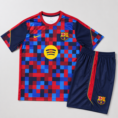 BARCELLONA KIT ALLENAMENTO SCACCHI ROSSO BLU