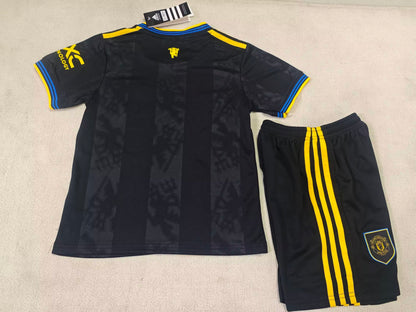 MANCHESTER UNITED KIT BIMBO TERZA AWAY THIRD BLACK NERO MAGLIA 25 / 26
