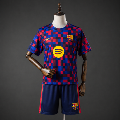 BARCELLONA KIT ALLENAMENTO SCACCHI ROSSO BLU