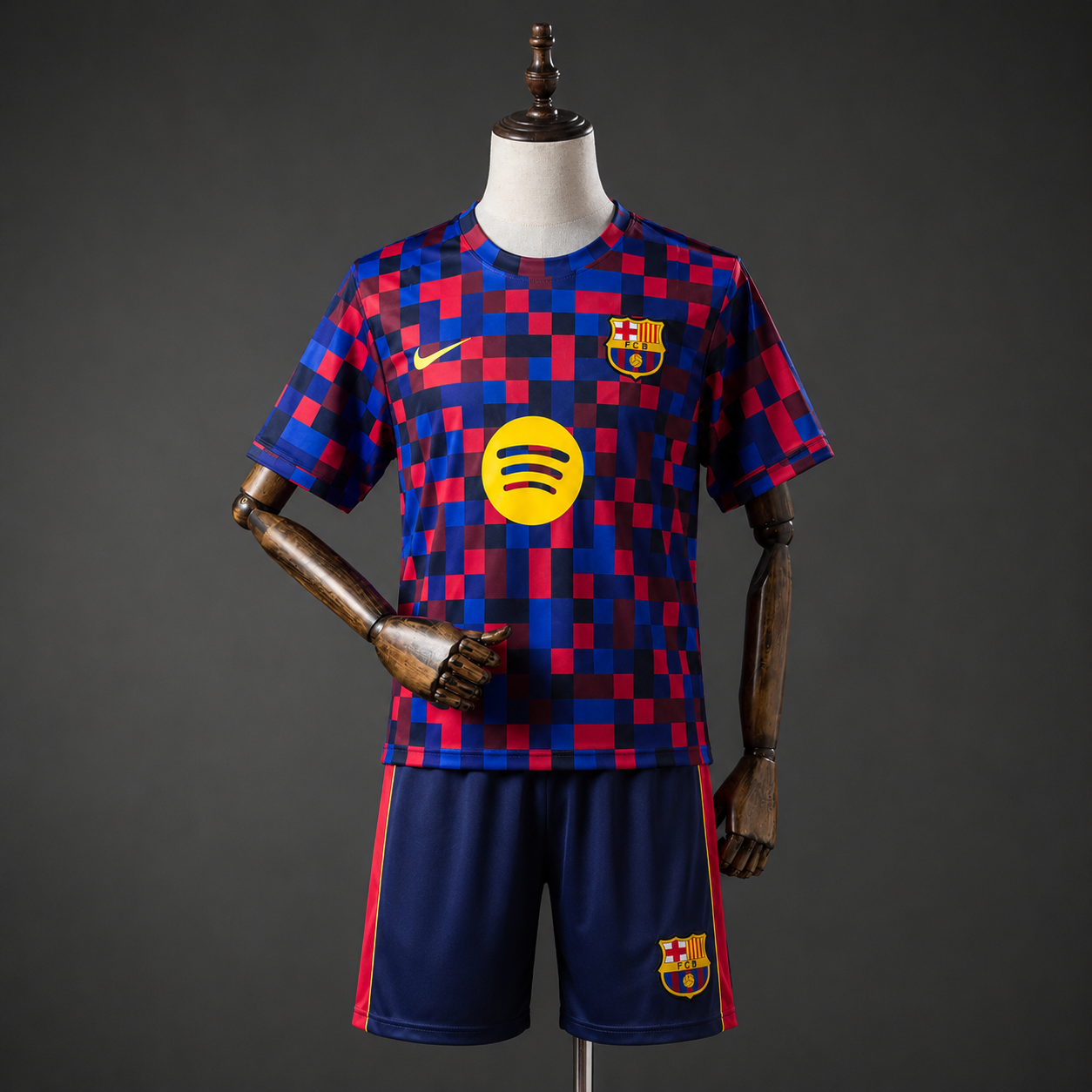 BARCELLONA KIT ALLENAMENTO SCACCHI ROSSO BLU